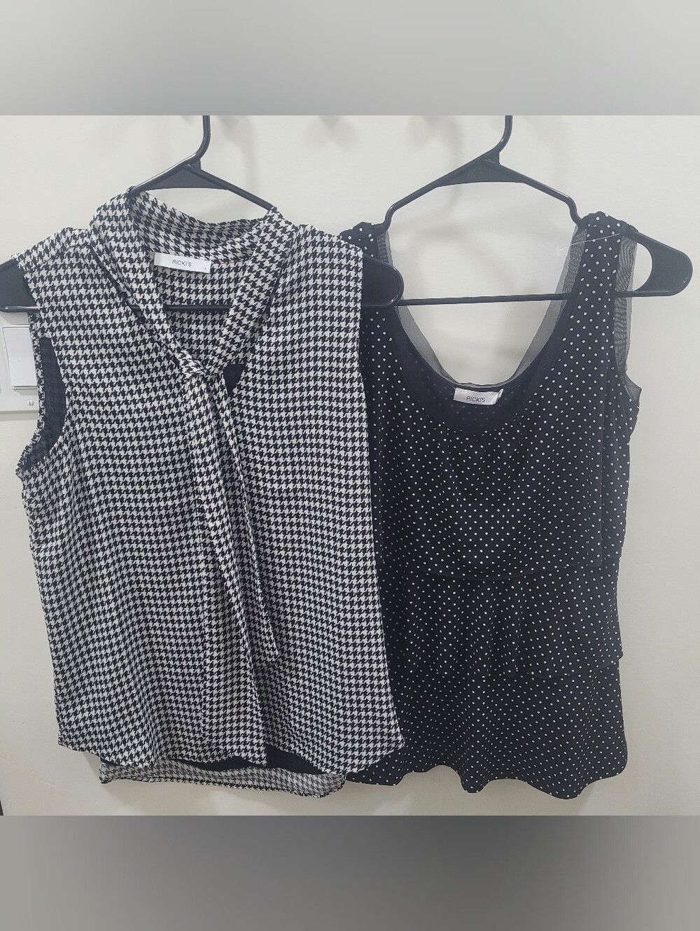 2 Pack- Ricki's Black and White Polka Dot Sleeveless Tops Classy & Elegant